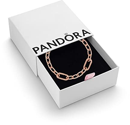 PANDORA ME Slim Link Bracelet, 14K Rose Gold-Plated | 14k Rose Gold-Plated Slim Links, Two Openable Connectors, Carabiner Clasp, for Pandora ME Medallion Charms
