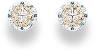 DUR Schmuck: Ohrring, Ohrstecker Kompassrose 2.0 10 mm, mit Zirkonia und Strandsand, O5450