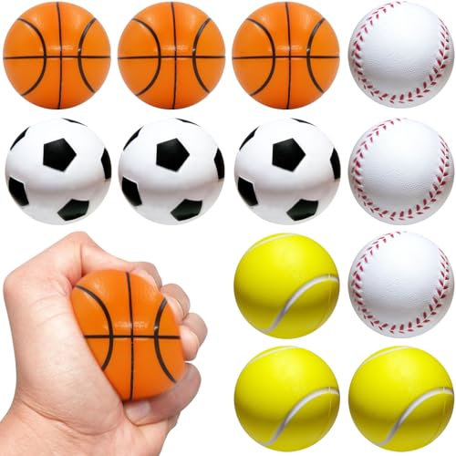Mini Sportbälle, 12 Stück Mini Fußball, Schaumstoffbälle, Schaumstoff Tennisbälle für Kinder und Erwachsene für Fußball Party, Mitbringsel für Kindergeburtstage