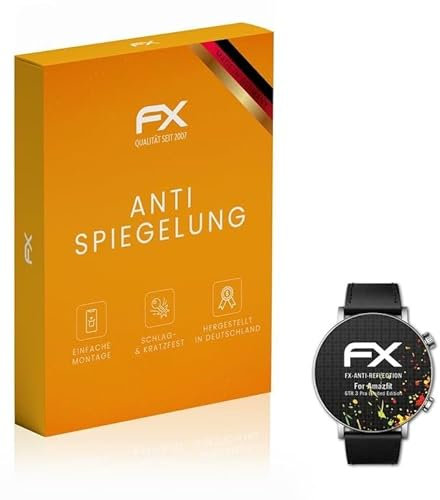atFoliX Panzerfolie kompatibel mit Amazfit GTR 3 Pro Limited Edition Schutzfolie, entspiegelnde und stoßdämpfende FX Folie (3X)
