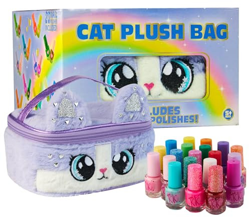 Kids Play Makeup or Nail Polish Set Non Toxic Nail Varnish Lip Gloss Lipstick Nail Art Stickers (Purple)