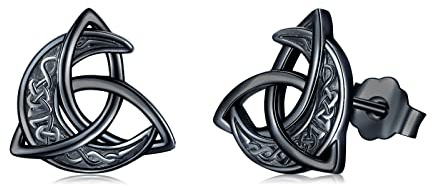 Keltische Ohrringe für Damen 925 Sterling Silber Keltische Mond Ohrstecker Hypoallergener Irischer Keltischer Schmuck Geschenke für Mädchen Freundin
