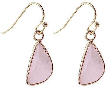 Boucle D 'Oreille Femme,Boucles D'Oreilles Pendantes En Quartz Rose Naturel Avec Pendentif Demi-Cercle À Facettes Pendantes Crochet Boucles D'Oreilles Pierre Précieuse Cristal Reiki Équilibre Cha