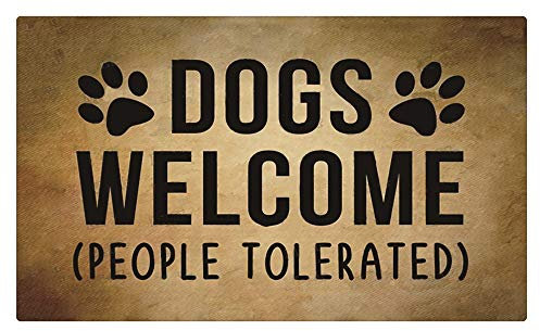 Entrance Door Mat,Dogs Welcome People Tolerated Winter Durable Flannel Front Floor Mat Front Outdoor Rug,Non-Slip Welcome Doormat for Entry,Patio 36X24 Inch