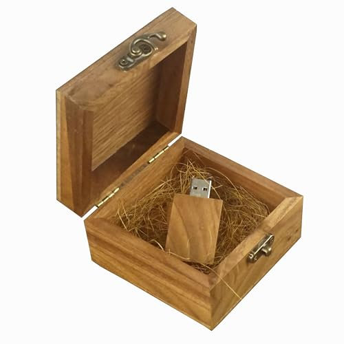 Desuerte Coffret cadeau fait main en bois de noyer avec clé USB 16 Go – Idéal pour les mariages, anniversaires et fêtes