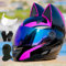 Casque De Moto Intégral Femmes Oreilles Chat Chevalier Casques De Moto pour Casque De Moto Intégral Adulte Casques De Rue, Ece Casque De Motocross Casque Modulaire Légère