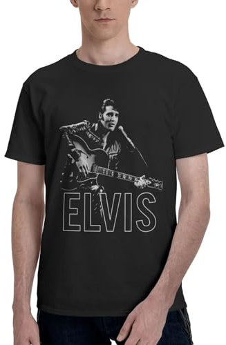 Elvis Singer Rock-Presley-T-Shirt für Herren, modisch, Rapper, Grafikdruck, kurzärmelig, Baumwolle, Teenager, Shirt, T-Shirt, Unisex, Streetwear, 14, L
