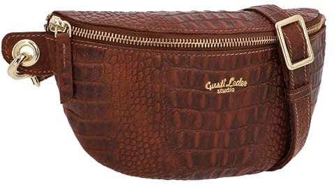 Gusti Leder Gürteltasche Damen Rosamonde I Bauchtasche Damen Leder im Kroko Look I Schicke Crossbody Bag Damen Leder mit verstellbarem Gürtel