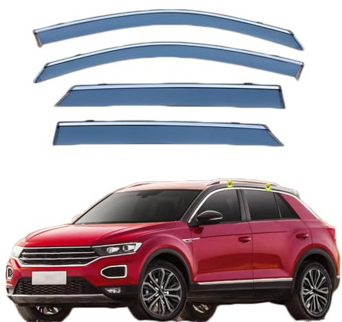 HDCCTV 4 Stück Auto Autofenster Windabweiser für T-ROC LWB MK1-A11 2018+, Seitenfensterabweiser Wind Regenabweiser Sonnenschutz Deflektor Zubehör