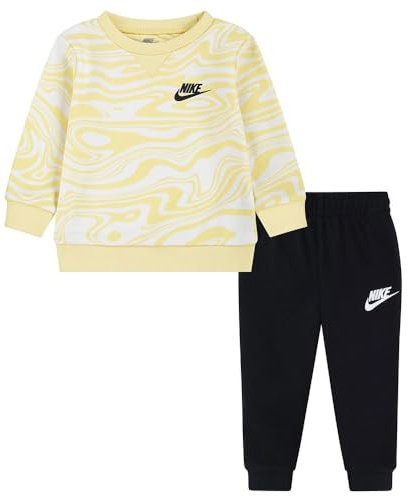 Nike B NSW Paint Yf Ft Crew Set Blender, Jaune/Noir, 24 Mois Garçon