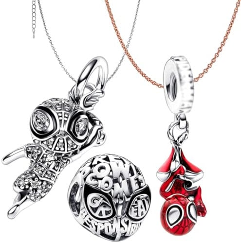 Azttior 5pac S925 Sterling Silber Charms Set für Armbänder und Halsketten, Kombinationsanhänger mit Cubic Zirkonia, Superhelden Schlüsselanhänger und Anhänger für Frauen & Männer, Ideal für Geburtstag