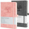 HOMEMARS Notizbuch, Notebook, A5, Journal buch, Reisetagebuch, Liniert A5, Notizblock, Notizbücher A5, 100GSM, 200Pages, 2 Stück, Reisetagebuch, Notizbuch Leder, Prägebaum Design,Rosa Grau