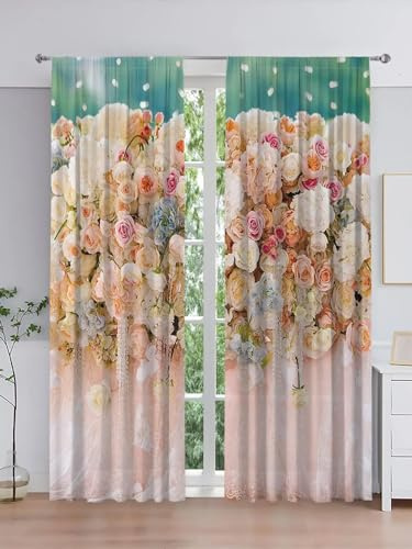 Tende per Interni Fiori Tenda Camera da Letto 3D Mazzo Tende Oscuranti Termiche Isolanti Con Occhielli 2 Pezzi L 140 x A 175 cm Per Soggiorno Cucina Decorazione Casa