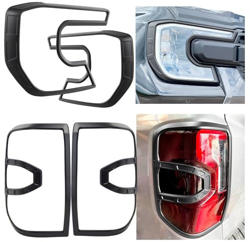 JHCHAN 4pcs Frontlampe Schutzabdeckung Rücklichtschutzbügel für Ford Ranger T9 2023-2024-2025 Wildtrak Limited Platinum Raptor Hohe Konfiguration Fahrzeug Model
