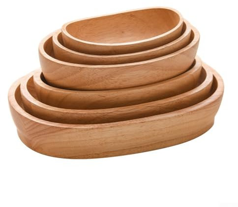 Hasaller Boat Shaped Wooden Decorative Salad Serving Bowl Oval Wooden Tray (17x9.5x4.5cm)