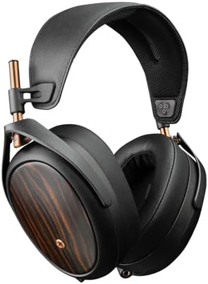 MEZE AUDIO Liric 2. Generation, flache magnetische Kopfhörer mit geschlossenem Kabel für Audiophile | Macassar-Ebenholz-Kopfhörer | magnetische Ohrpolster