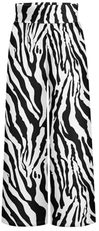 YEXIATODO Hose mit weitem Bein für Damen, elegant, bauchfrei, Übergröße, Palazzo-Hose, Damen-Jogginghose, Jogginghose, Größe S-3XL, Zebra, M