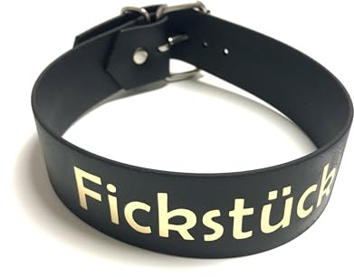 Generisch BDSM Halsband mit individueller Beschriftung, 4 cm breiter SM Choker Collar, personalisiertes Sklavenhalsband
