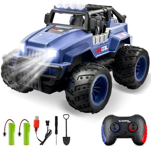 Joollurm Remote Control Cars for 3-12 Years Old Boys Girls, 1:16 Truck Radio Controlled with LED Light, Outdoor Indoor Off Road Vehicle Racing Car, Christmas Birthday Gifts Present- Blue