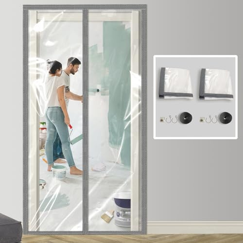 2 x magnetische Staubschutz-Barriere aus Kunststoff, temporäre Türabdeckungen