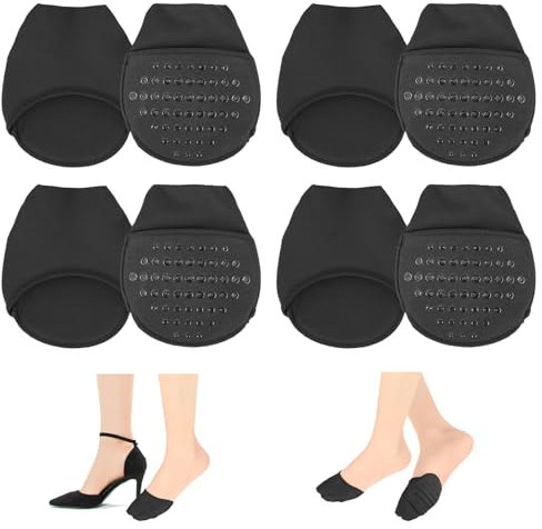 YUXIANLB 4 Paar Füßlinge Damen Zehentopper Socken Unsichtbare Zehensocken Atmungsaktive Vorfußsocken No Show Halbsocken Einlegesocken für Mädchen (Schwarz)