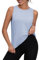 IECCP Damen Yoga Tank Tops Sommer Lose Ärmelloses Fitness Sport Shirt locker Rundhals Gym Running Workout Lauftop, Blau, M