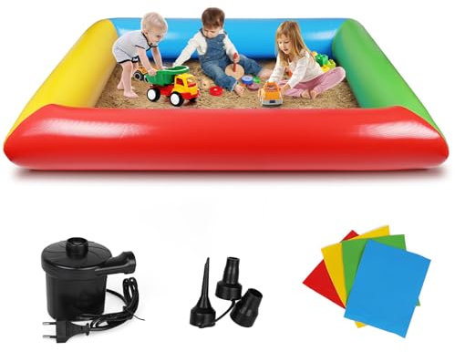 FOOING Aufblasbare Sandkiste, Kinder Sandbox Aufblasbarer Sandkasten für Garten/Strand/Park, Tragbar, Robust, Mehrzweck, 78,74 x 59,05 Zoll, 3-8 Kinder