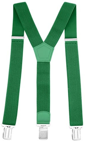 Glamexx24 Hosenträger für Herren Einstellbar und Elastisch, Y Form, Breit 4 cm mit 3 Starken Clips Einheitsgröße Hosenträger für Männer und Damen, Gruen