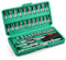 LUOJINYI Set di 46 chiavi a bussola cromate da 1/4, piccola scatola a cricco con cricchetto reversibile, mini cassetta a cricchetto per la riparazione a casa e fai da te, verde