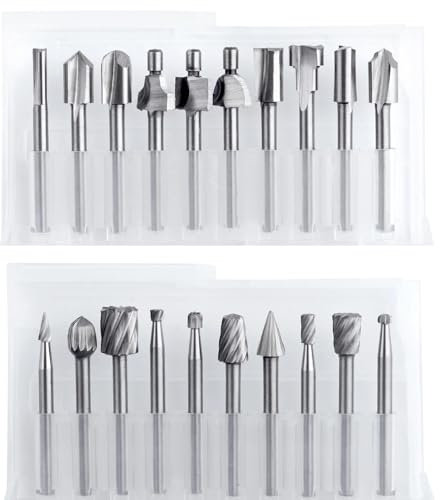 SPEEDWOX 20 Stück Holzschnitz-Bits zum Gravieren, Fräsen, Fräsen, Fräsen, Fräsen, HSS-Bits, 1/8 Zoll (3 mm), Schaft für Rotationswerkzeuge für Heimwerker