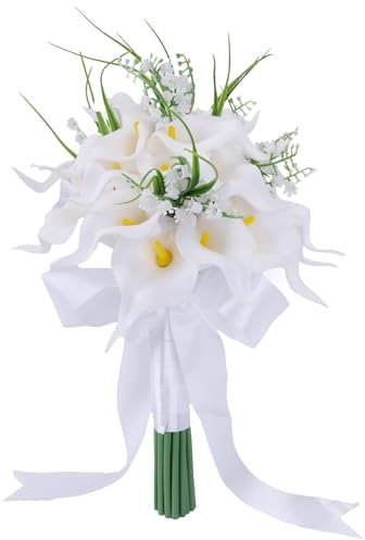 Bouquet da sposa per damigella d'onore, calla bianca e rosa, fiori artificiali da sposa, per matrimoni, chiesa, cerimonie, decorazione per la casa
