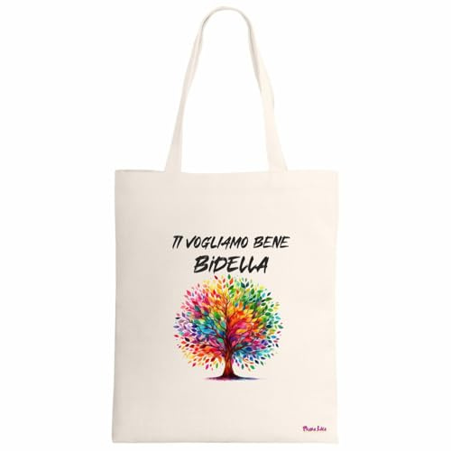 Regali Pazza idea Borsa Shopper con Albero della Vita Colorato, Ti Vogliamo Bene Bidella, 39x34 cm, Ecru regalo fine anno alunni