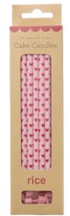 ReWu Rice Kerze Paraffinwachs Wachskerze Kuchenkerze Kuchendekoration Tortendekoration Geburtstagskerze 10-Stück - Herzen Pink
