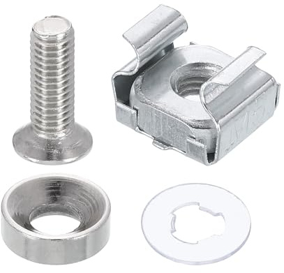 PATIKIL M5 x 16mm Rack Mount Cage Nut, 20 Pcs Carbon Steel Rack Screws Zinc Square Snap-in Cage Nuts for Mount Server Cabinet Shelves Routers Audio Console, Silver