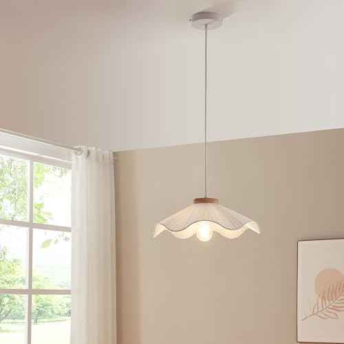 lux.pro Hängelampe Broadway Pendelleuchte mit Lampenschirm aus Textil Hängeleuchte Deckenlampe hängend Wohnzimmerlampe Weiß
