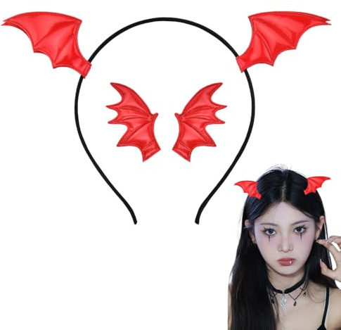 Guqqeuc Costumes Halloween Accessoires Pour Femme Serre-Tête Oreilles De Chauve-Souris Accessoires Pour Cosplay Pinces À Cheveux Pour Halloween Boucles De Cheveux Halloween Accessoire Femme 3 Pcs