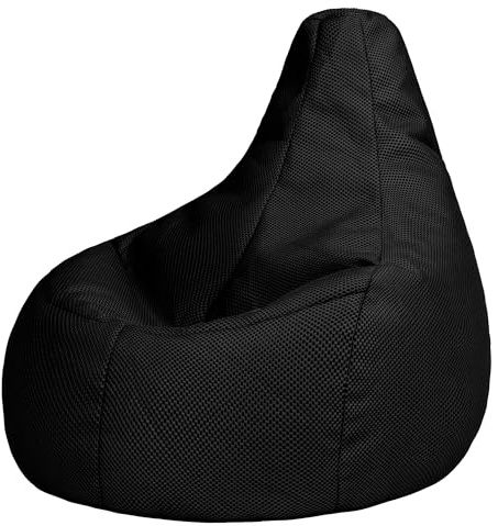 icon Mesh Large Gaming Bean Bag with Filling Included, Black | Made in the UK, Adult Beanbag, Floor Chair, Performance Mesh Fabric, Gaming Bean Bag for Bedroom or Gaming Room