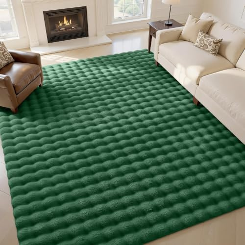 Homaxy 3D Bubble Waschbar Klein Teppich Wohnzimmer 60x100 cm, Dunkelgrün | Antirutsch Waschbar Teppich, Weich Flauschig Teppiche fürs Kinderzimmer, Schlafzimmer