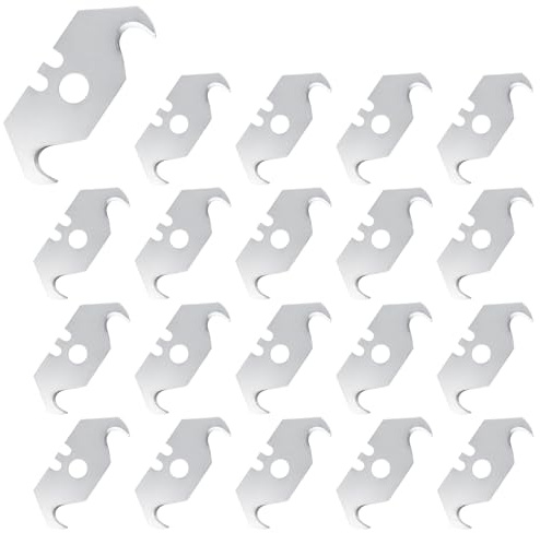 20 Pièces Lames à Crochets Lame de Cutter, Lame Croche pour Cuter de Rechange Haute Qualité pour Découpe Précise de Tous Matériaux, Avec Rangement en Boîte