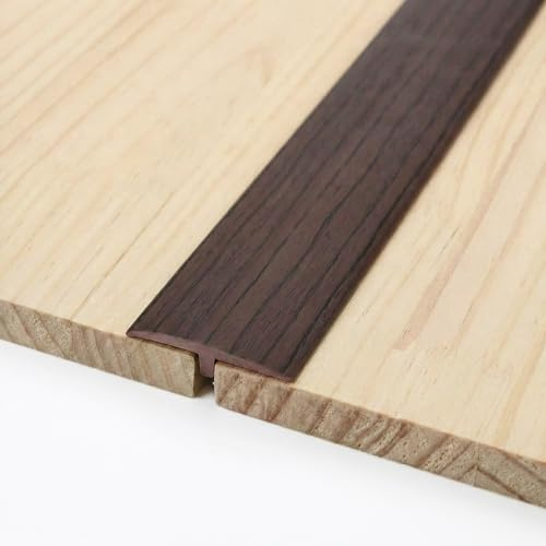 Barre de Seuil Adhesive, Seuil de Porte en PVC 5 cm x 300cm, Bande de transition autocollante en vinyle, Baguettes de Seuil pour Joints de Sol, pour Planchers en Bois et Carrelages, Noyer Noir