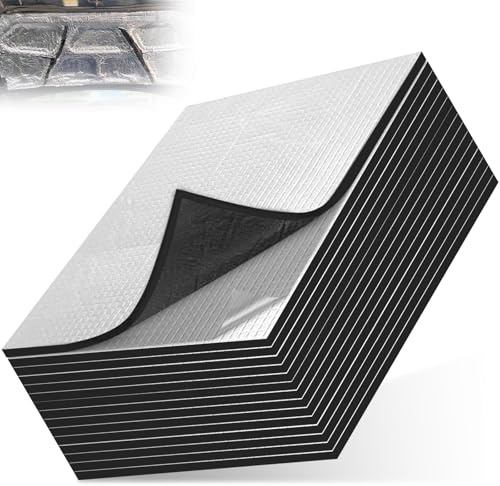 15Pcs Tappetini Isolanti Termici Adesivi 25x18 cm, Pannelli Isolanti Autoadesivi Auto, Isolamento Acustico Adesivo Impermeabile, Pannelli Fonoassorbenti e Termici, Tappetino Ignifugo per Cofano Motore