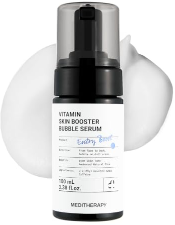 MEDITHERAPY Vitamin Skin Booster Bubble Serum Sanftes, Nicht Reizendes Serum Für Die Tägliche Pflege Mit 2% Vitamin C Derivat, Tiefenabsorbierende Mikro Bläschen Formel