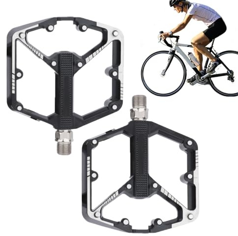 Pedale für Radfahren,Aluminium Legierung Flaches Ersatzteil für Fahrrad - Straßenrad Pedale mit Anti-Rutsch-Sticks | Outdoor-Nutzung beim Wandern Radfahren Reiten Reisen Training Und Männer Trainer