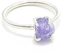 Prong Set natürlicher Stein Tansanite Ring für Damen, minimalistischer Statement-Schmuck, 16, Stein, Tansanit