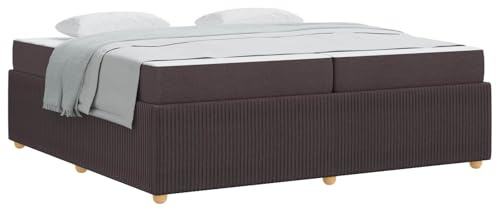 HFXHIJXQ Dunkelbraunes Doppelbett 200x200 cm Stoff Lattenrost Matratze 2 Personen Holzwerkstoff