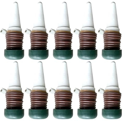 Chewtoyo Selbstbewässernde Pflanzen-Spikes, braune Keramik, automatische Tropfbewässerungs-Set für Urlaub, für Zimmerpflanzen, universell für Cola-Flasche, 10,5 cm, 10 Stück