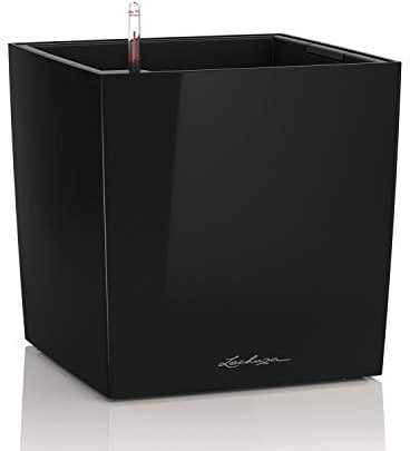 Lechuza Cube Premium 30 Kit Complet, Plastique, Noir Brillant, 30 x 30 x 30 cm