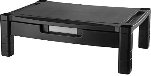 Kantek Monitor-/Laptop-Ständer mit herausnehmbarer Schublade, höhenverstellbar, extra breit, 1 Ebene, 50,8 cm breit x 33 cm tief x 7,6 cm hoch, Schwarz (MS520)