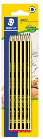 STAEDTLER Bleistift Noris 120, Made from Upcycled Wood, Härtegrad HB, Rutschfeste Soft-Oberfläche, hohe Buchfestigkeit, hohe Qualität Made in Germany, Blisterkarte mit 10 Stück, 120-2 BK10