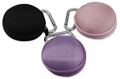 AusseL 3 Pack Tiny Portable MultiColor Earphone Headset Handsfree Hard EVA Case with Metal Hook (01)